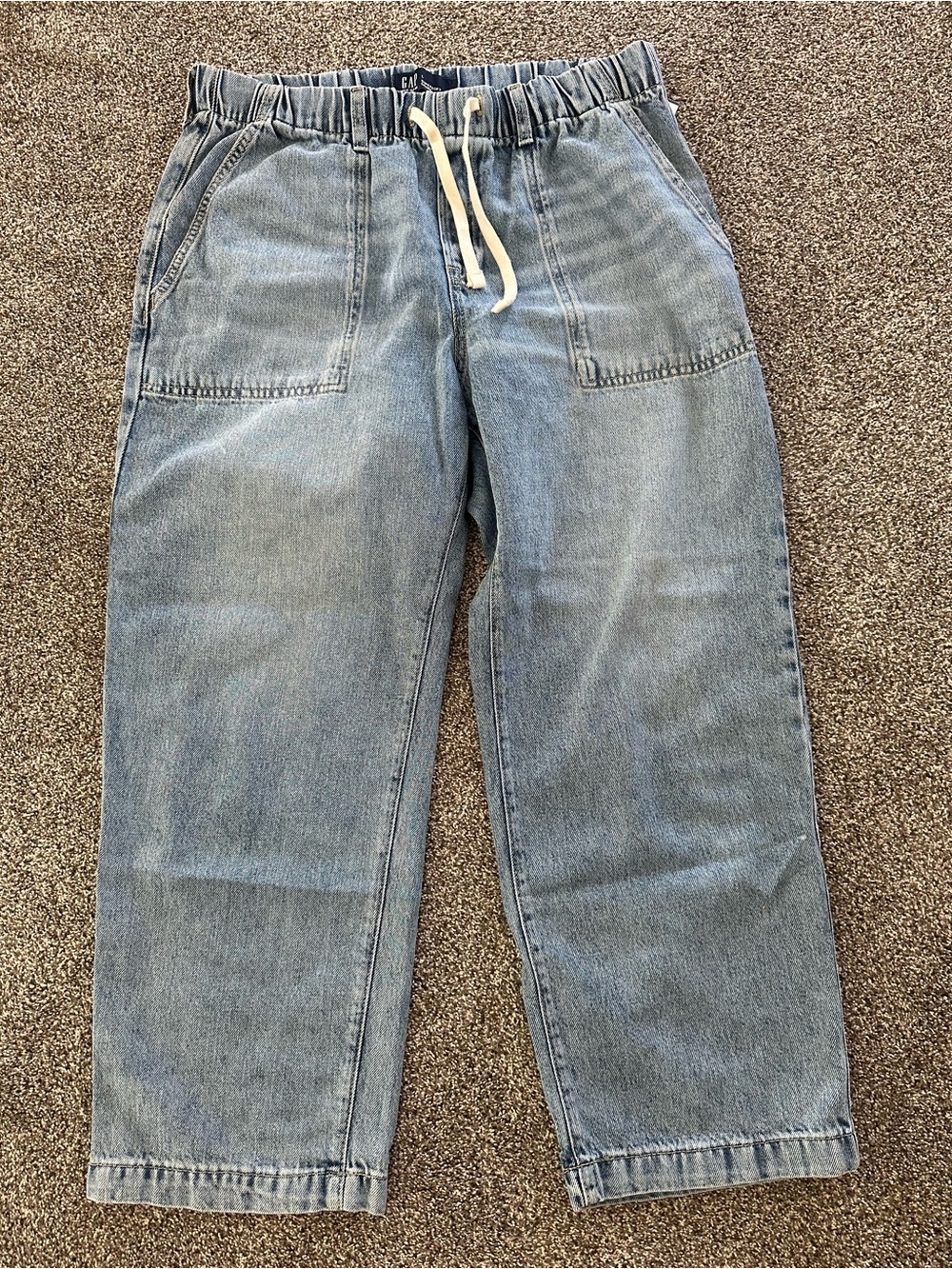 GAP Supersoft Denim Elastic Waist Wide Leg Jeans L